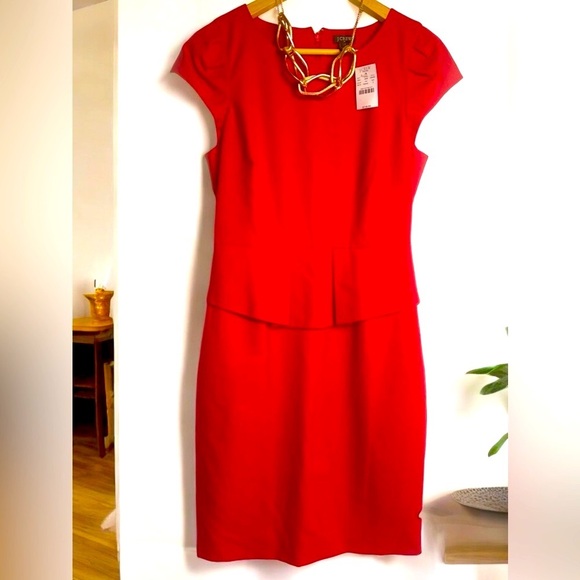 J. Crew Dresses & Skirts - NEW.   J. Crew, red dress size: 2 with a waist pleat.